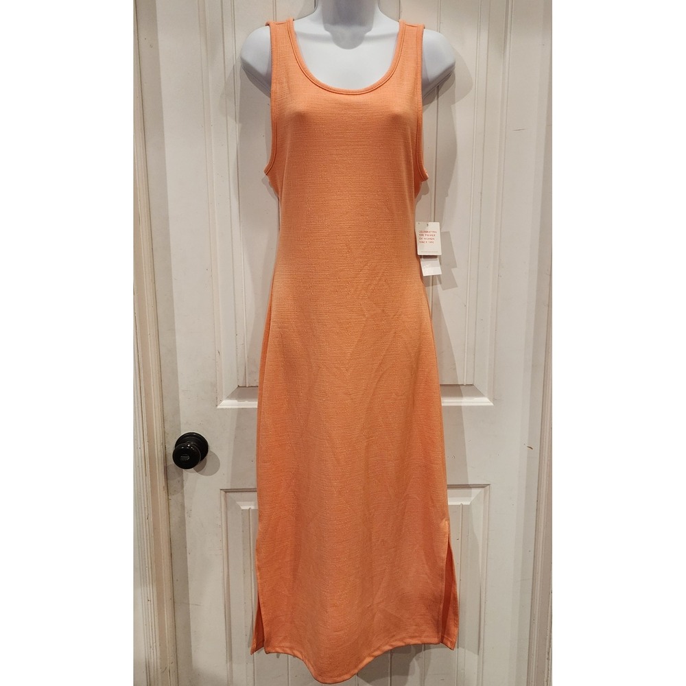 Roxy Good Keepsake Dress L Orange Cutout Open Back Maxi Beach Resort NWT